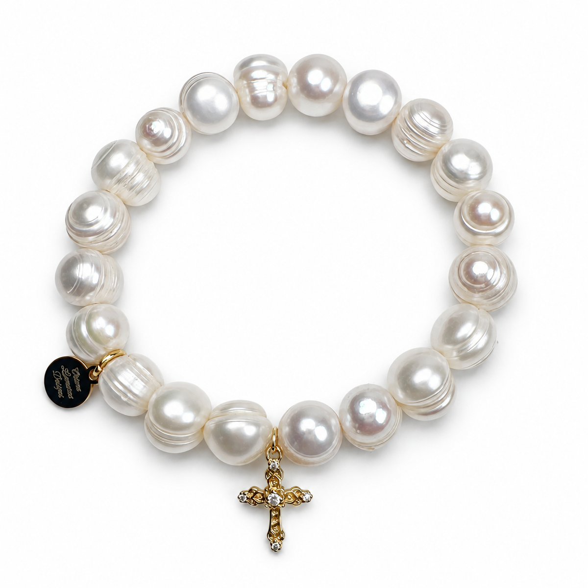 Freshwater Pearls with Pavé Piccolo Cross Pendant - Oriana LaMarca Designs