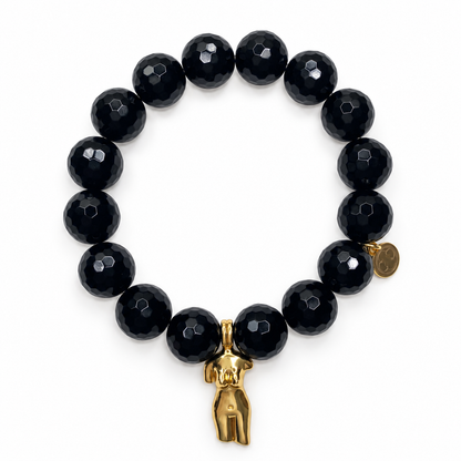 Black Onyx with Body Silhouette Pendant on white studio background