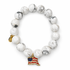 White Howlite with American Flag Pendant on white studio background