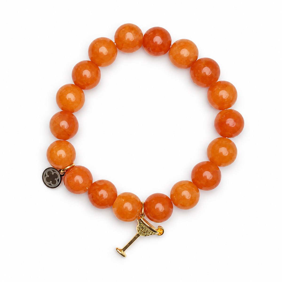 Orange Jade with Pavé Margarita Pendant on white studio background