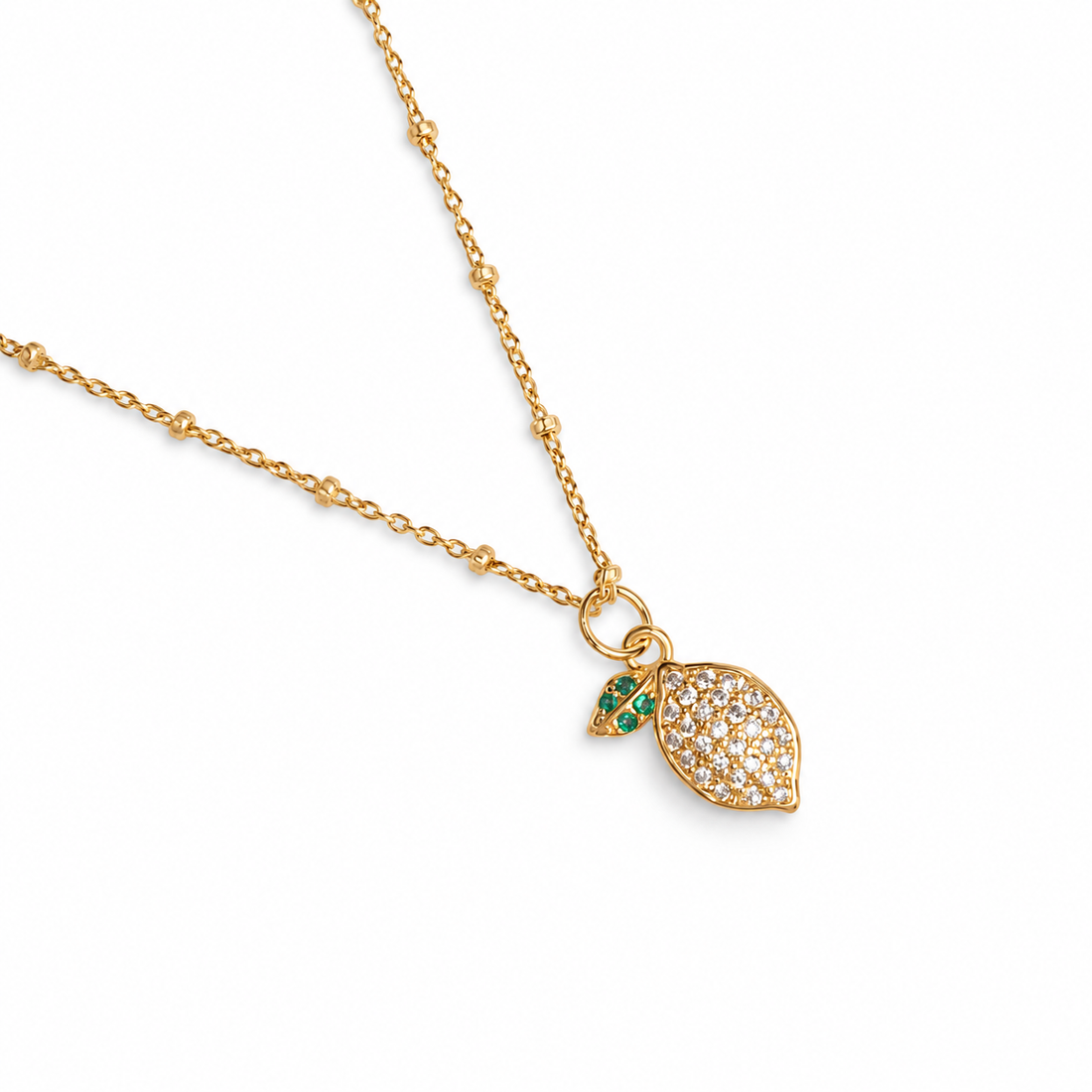 Gold Pavé Lemon Necklace studio photo