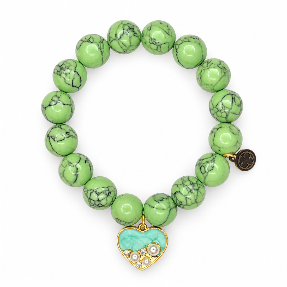Mint Howlite with Shore Heart Pendant on white studio background