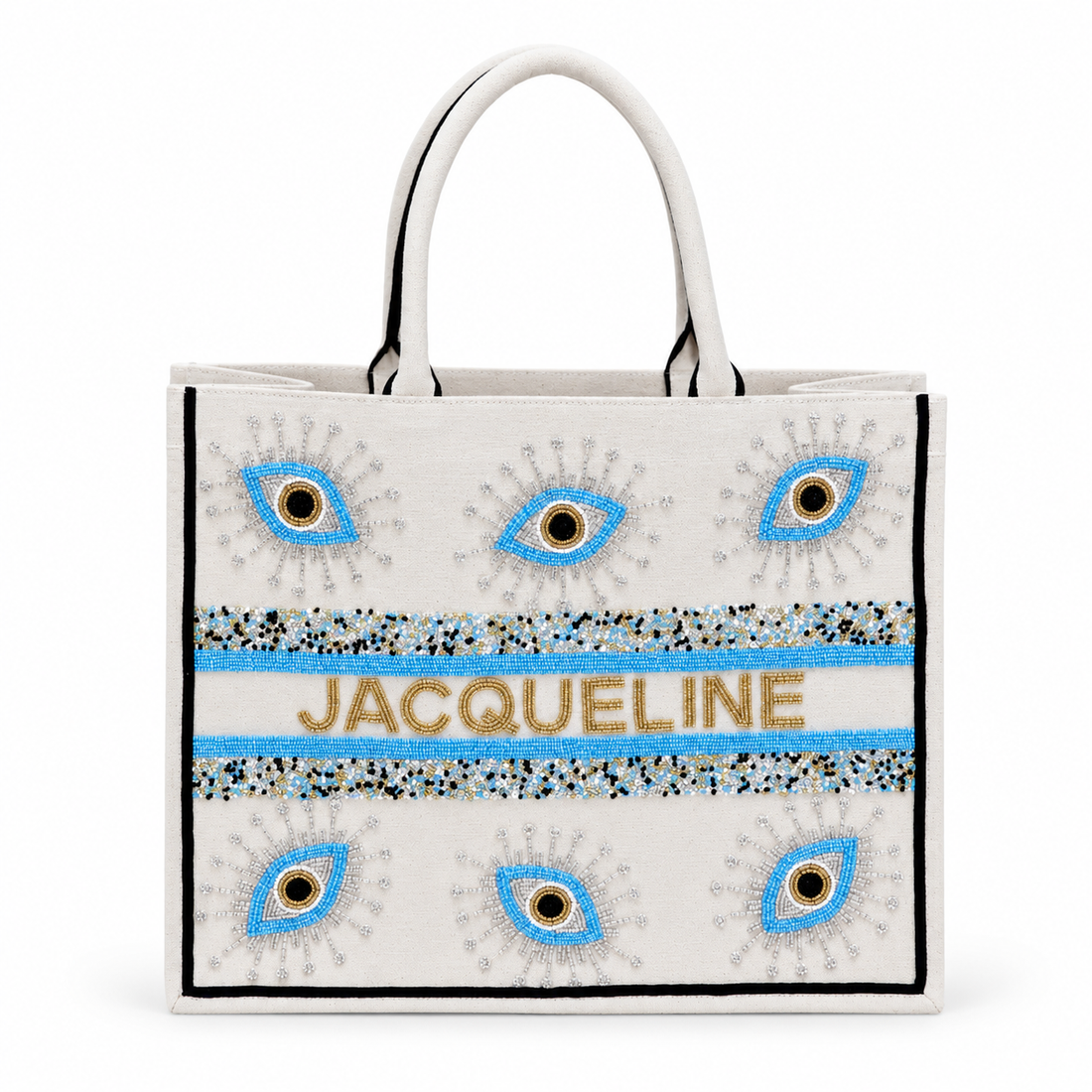 Bianca Evil Eye Customizable Beaded Tote - Oriana LaMarca Designs
