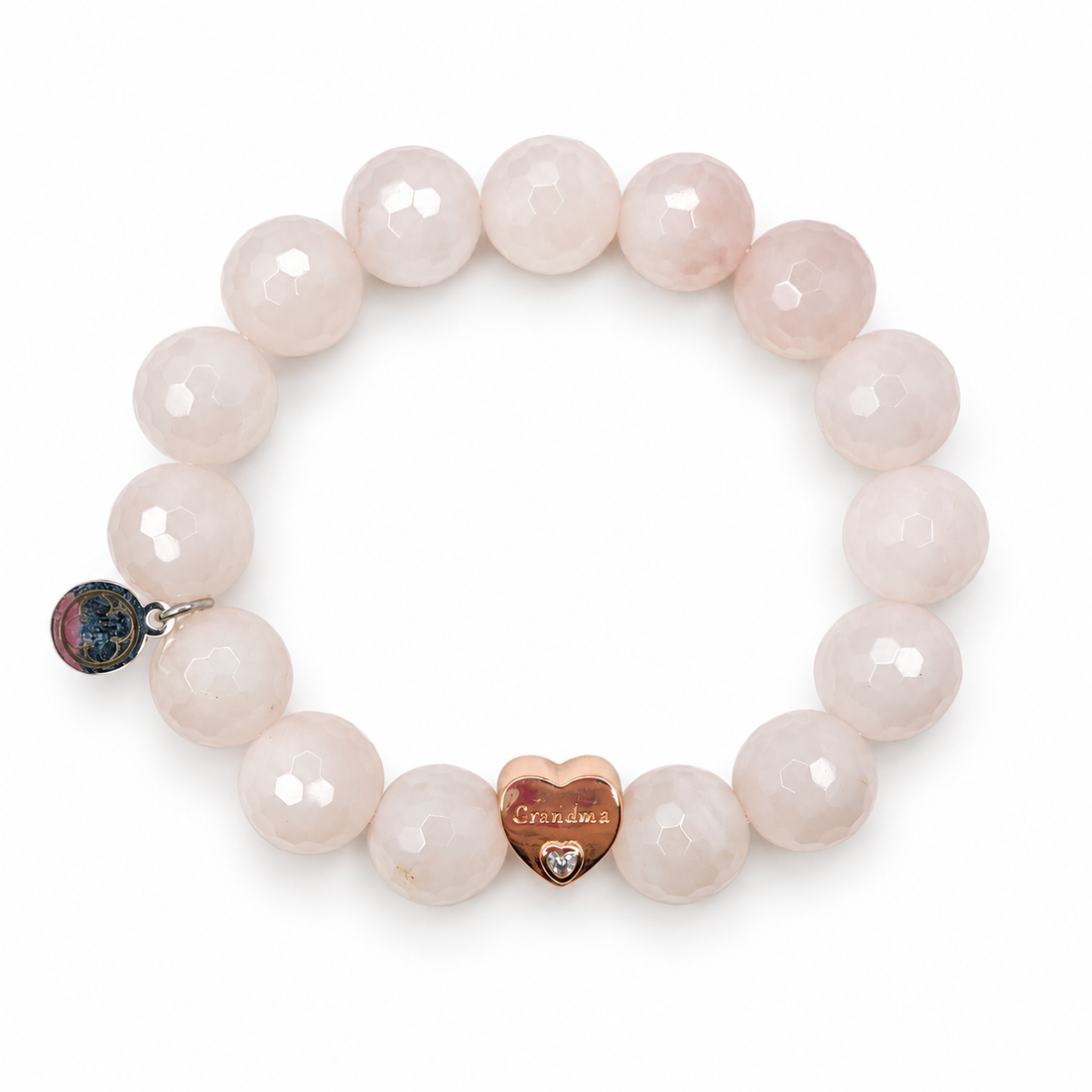 Rose Quartz with Pavé Grandma Accent on white studio background