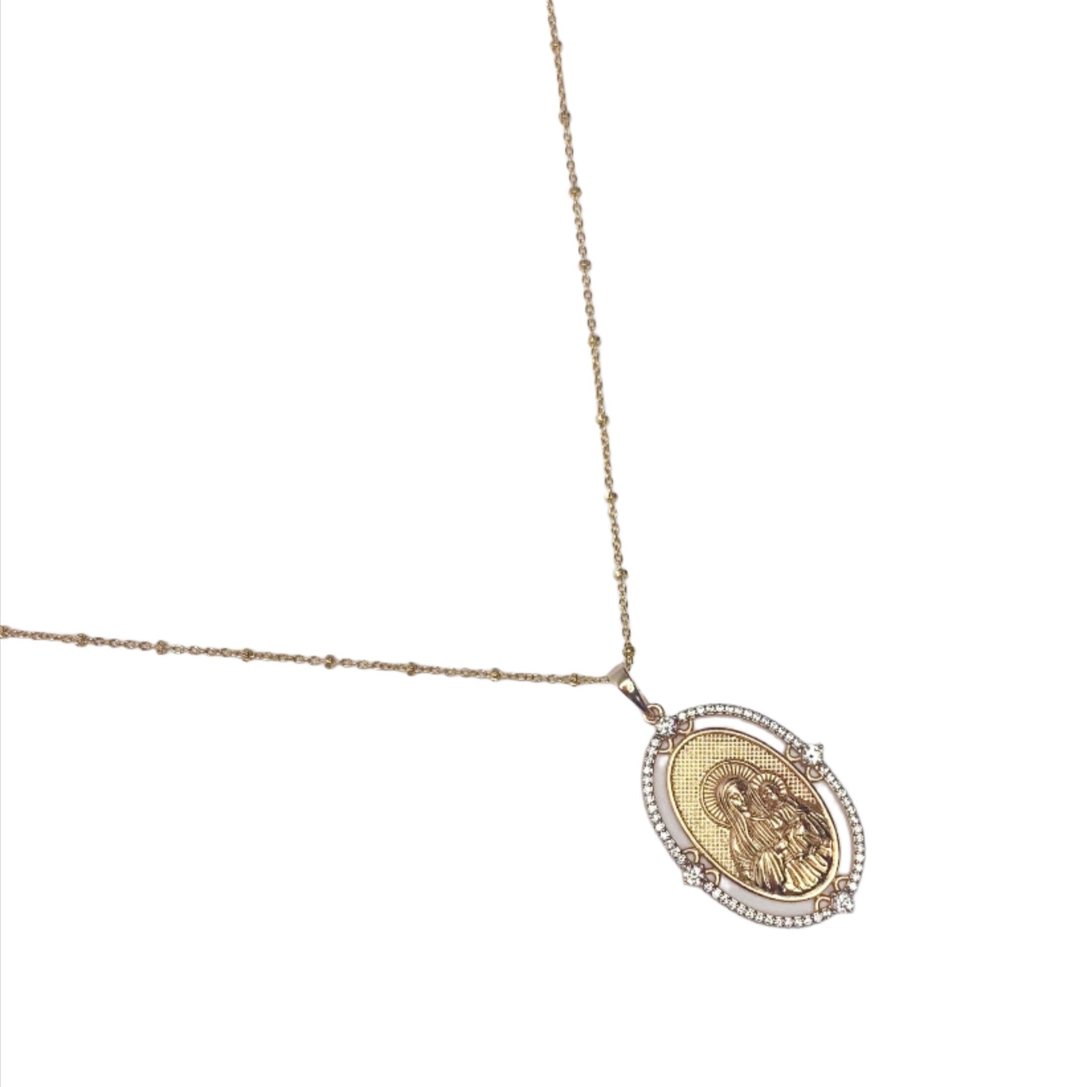 Pavé Halo Blessed Mother Necklace