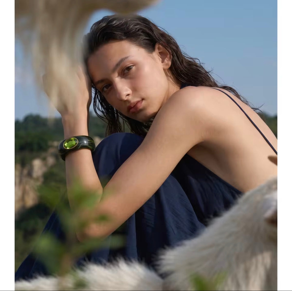 Serena Peridot Acrylic Bangle