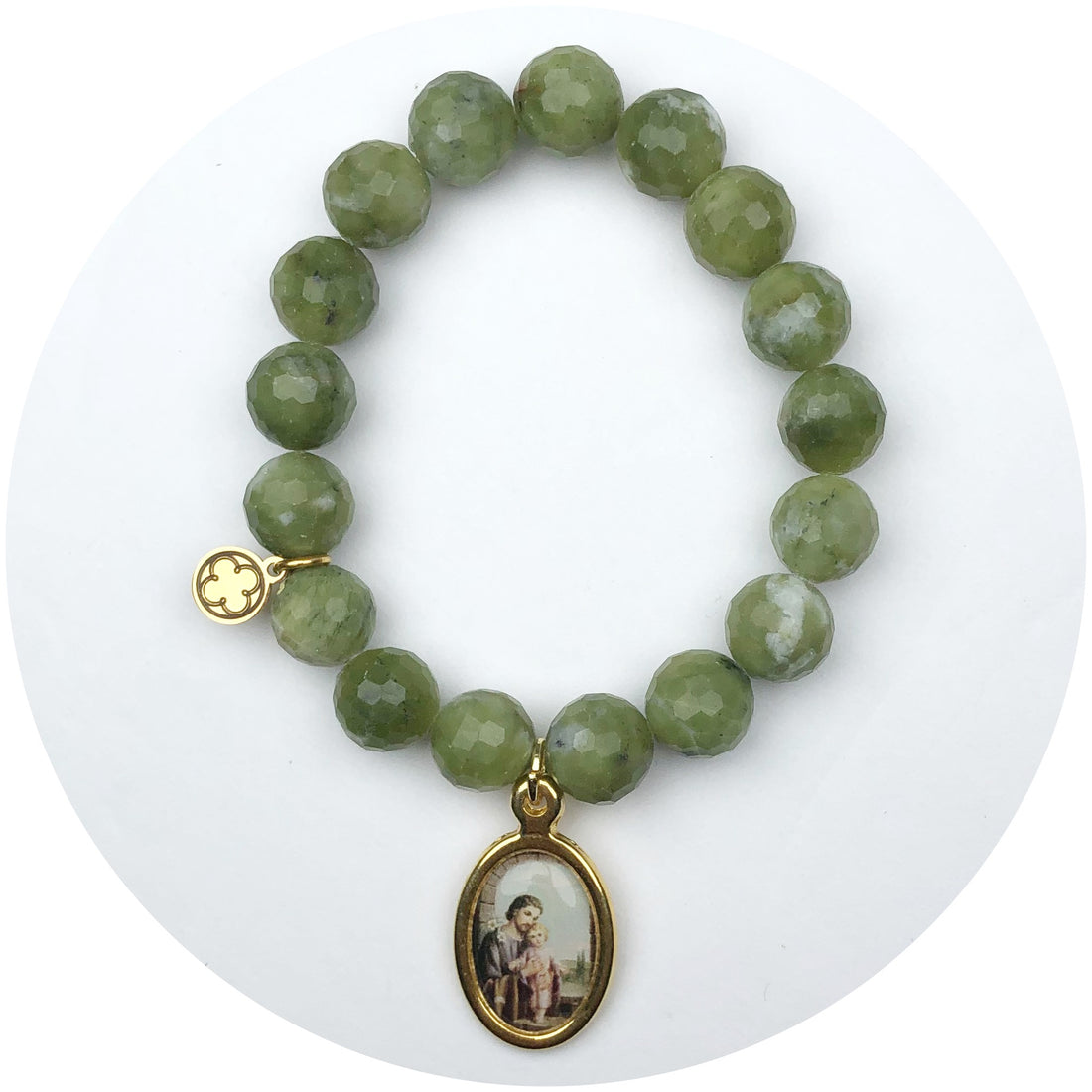 Dusty Olive Jade With Jesus Pendant
