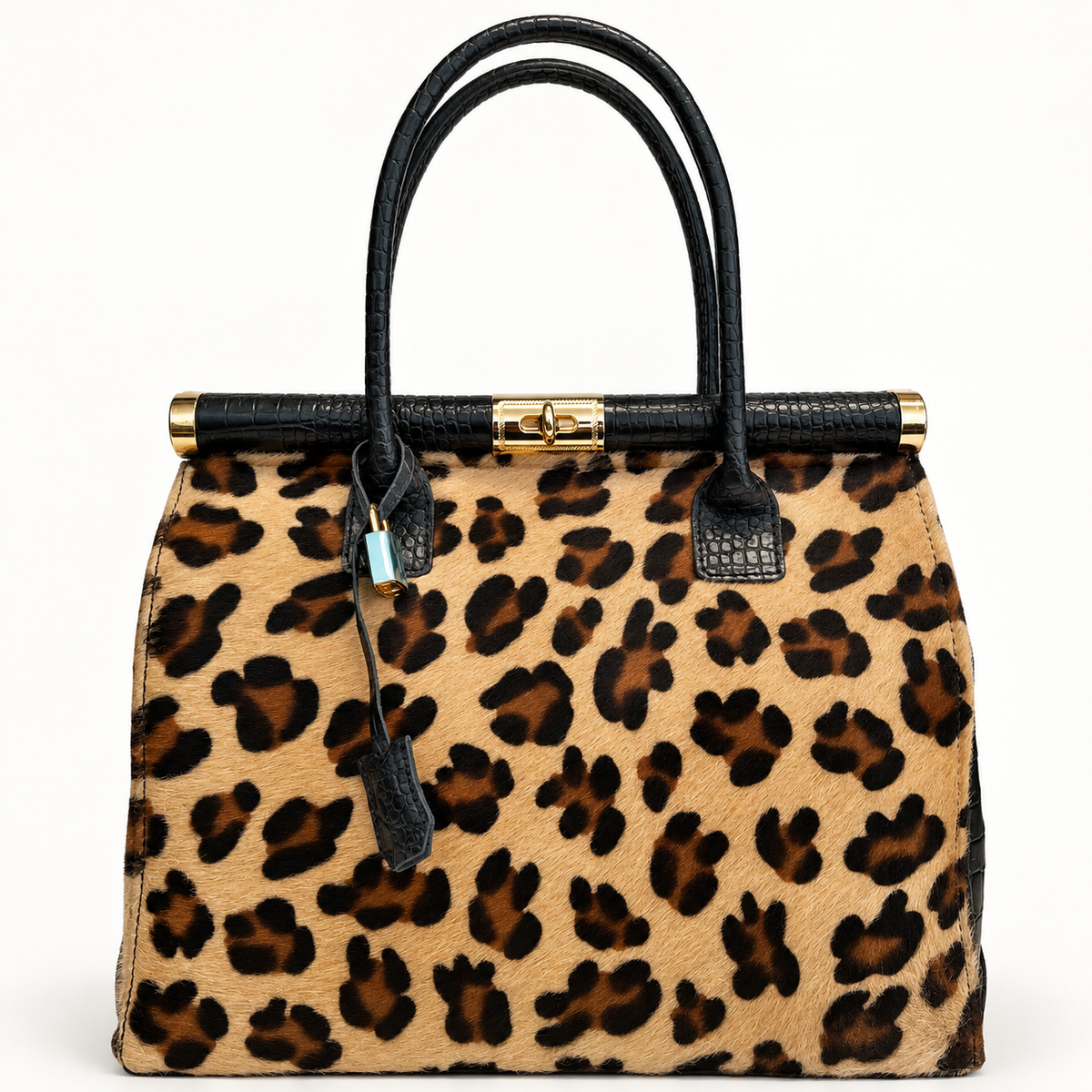 Caterina Leopard Pony Hair Leather Handbag - Oriana LaMarca Designs