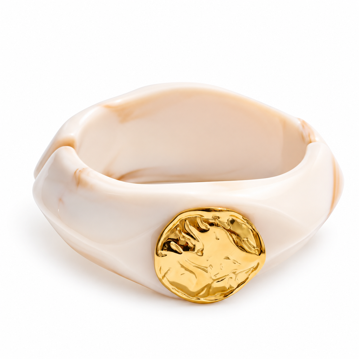 Giada Beige Hinged Bangle on a white studio background