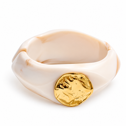 Giada Beige Hinged Bangle on a white studio background