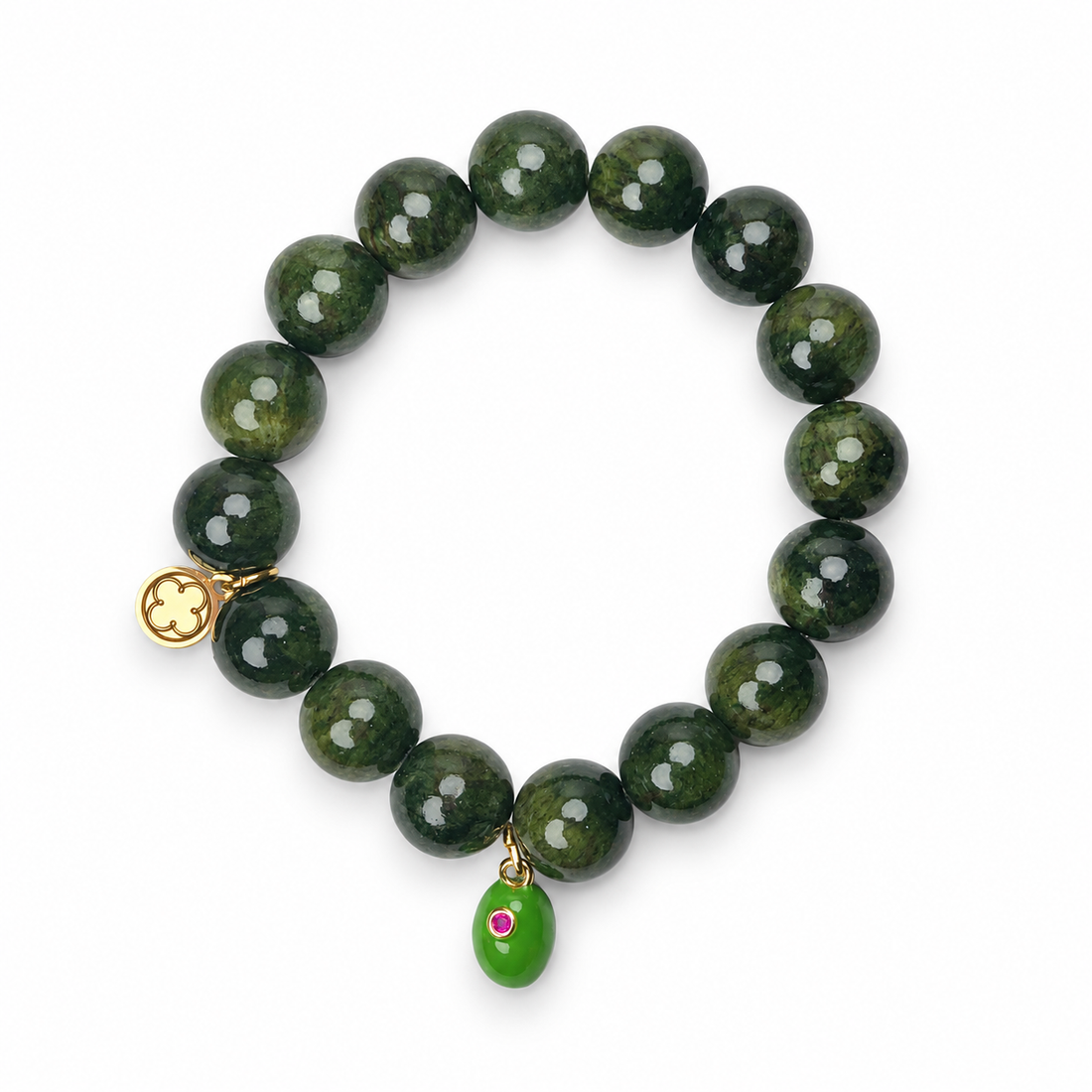 Olive Riverstone with Olive Pendant on white studio background