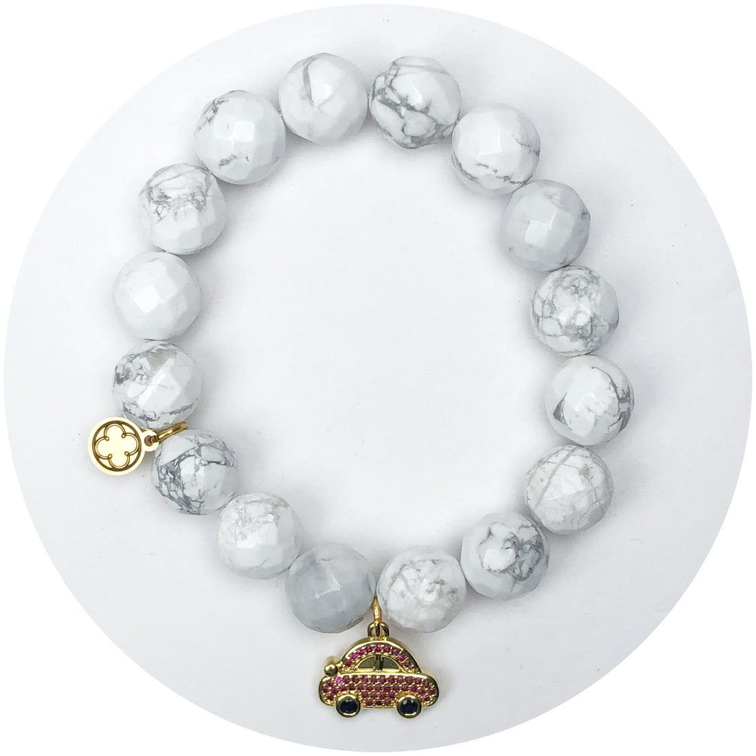 White Howlite with Gold Pavé Fiat