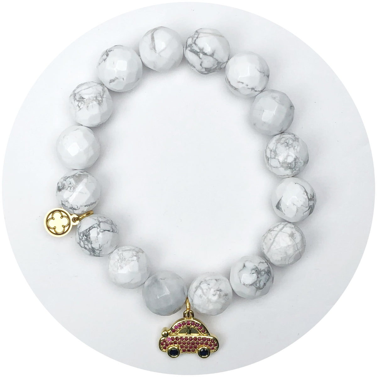 White Howlite with Gold Pavé Fiat