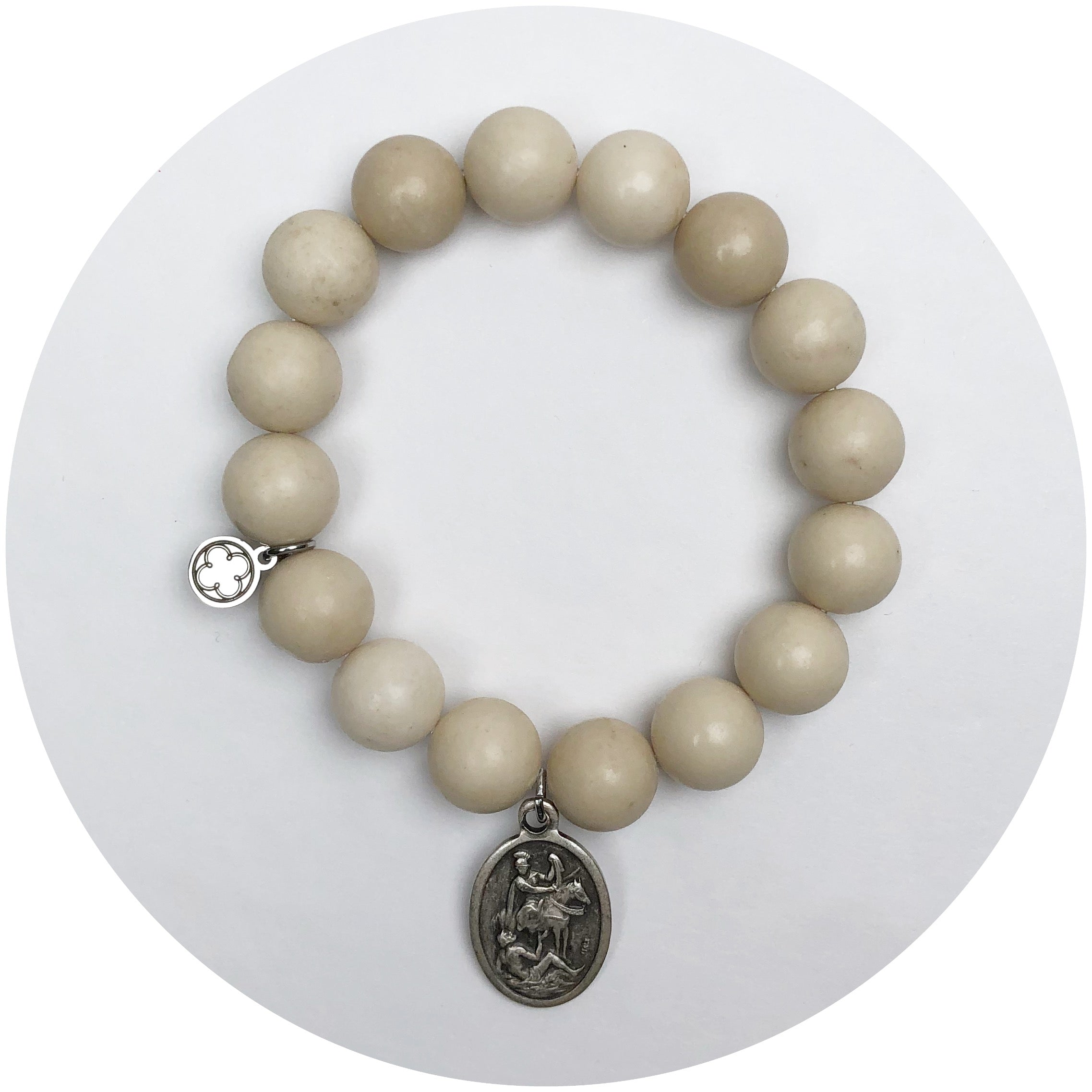 Sand Riverstone with Saint George Pendant