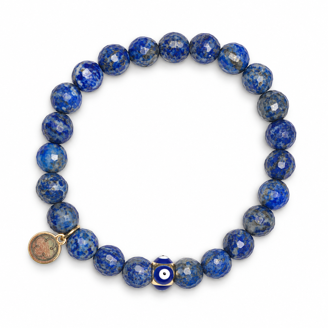 Mens Lapis with Evil Eye Accent on white studio background