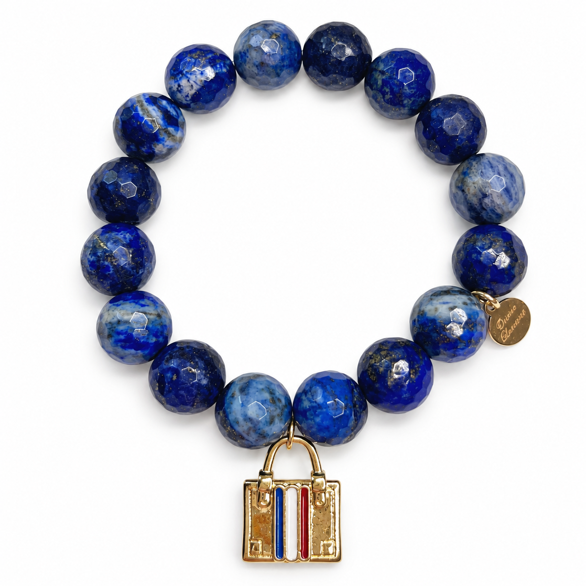 Lapis with French Luggage Pendant on white studio background