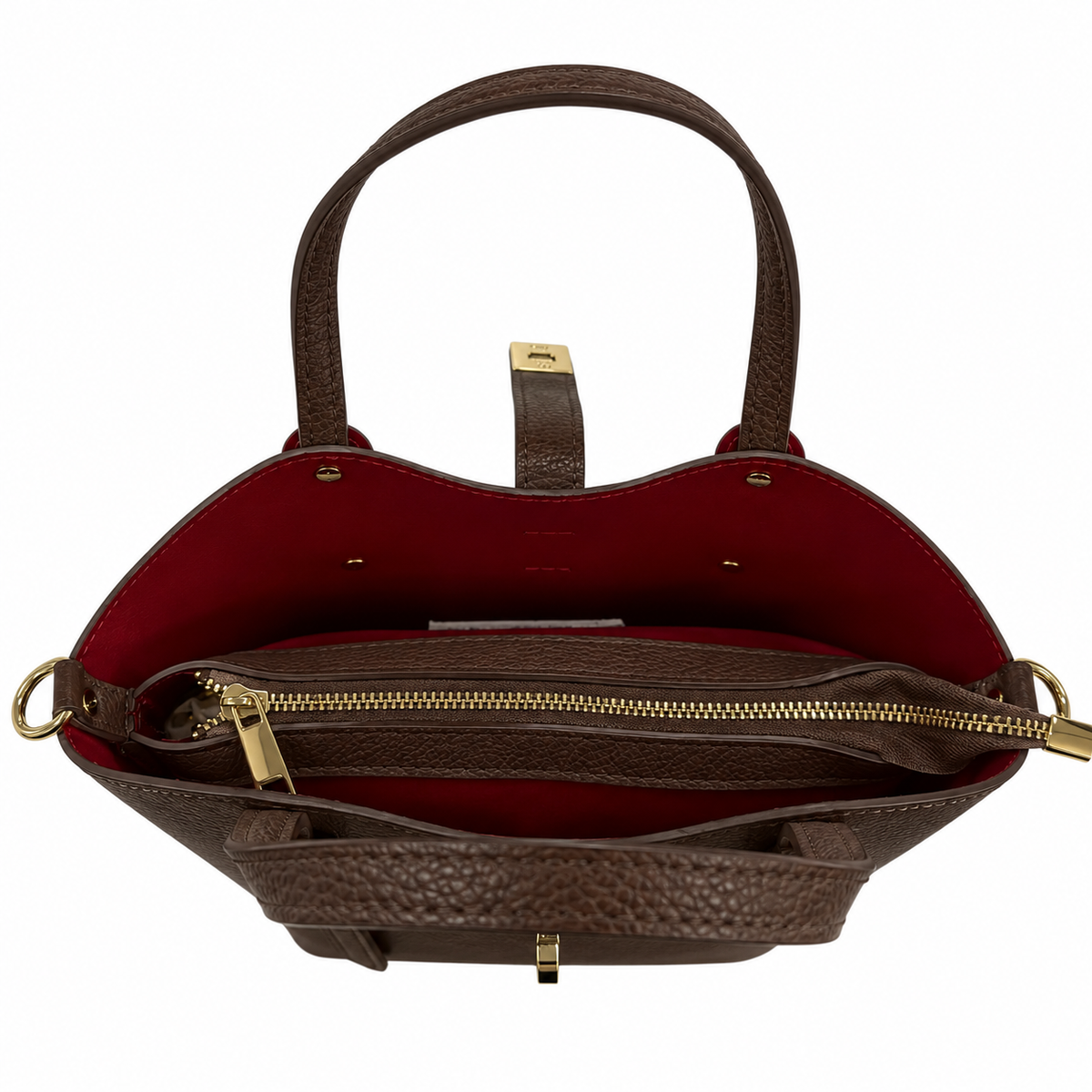 Alessia Brown Mini Leather Tote with Crossbody Strap