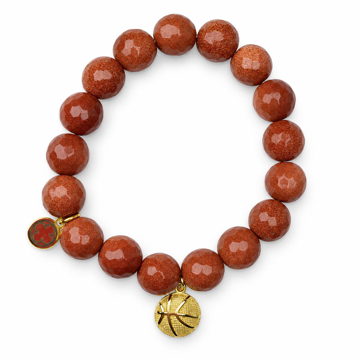 Goldstone with Pavé Basketball Pendant on white studio background