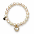 Freshwater Pearls with Mother of Pearl Pavé Heart Pendant on white studio background