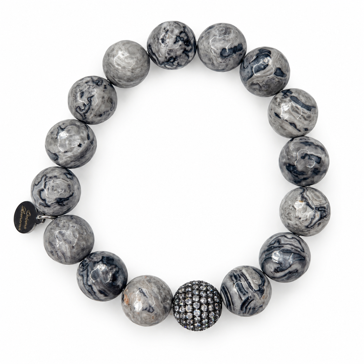 Mr Jasper Grey with Pavé Gunmetal Accent on white studio background