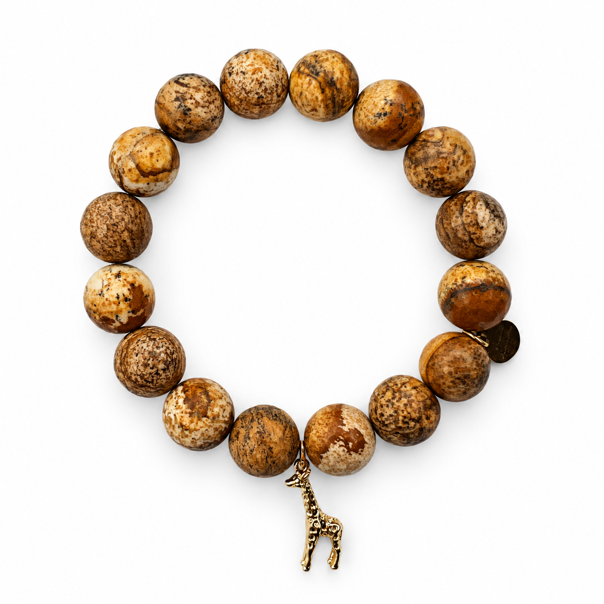 Picture Jasper with Gold Giraffe Pendant on white studio background