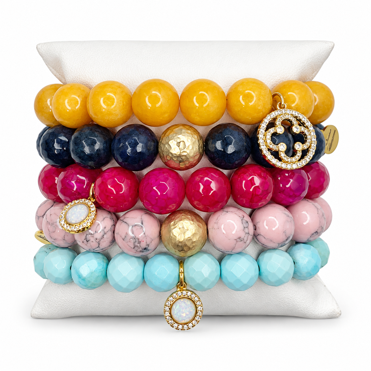Spring Attire Armparty on white studio background