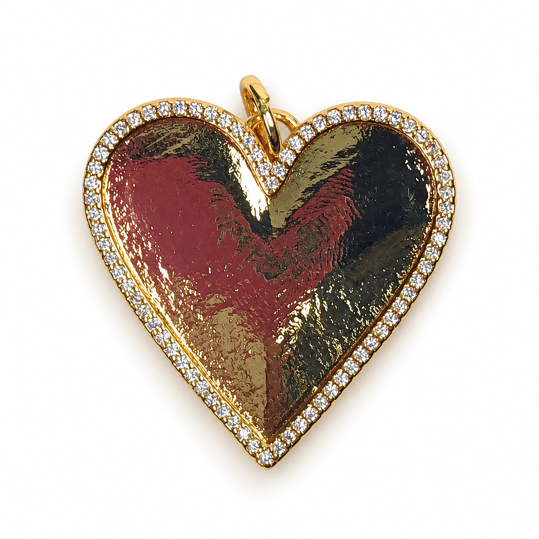 Large Pavé Gold Heart Pendant