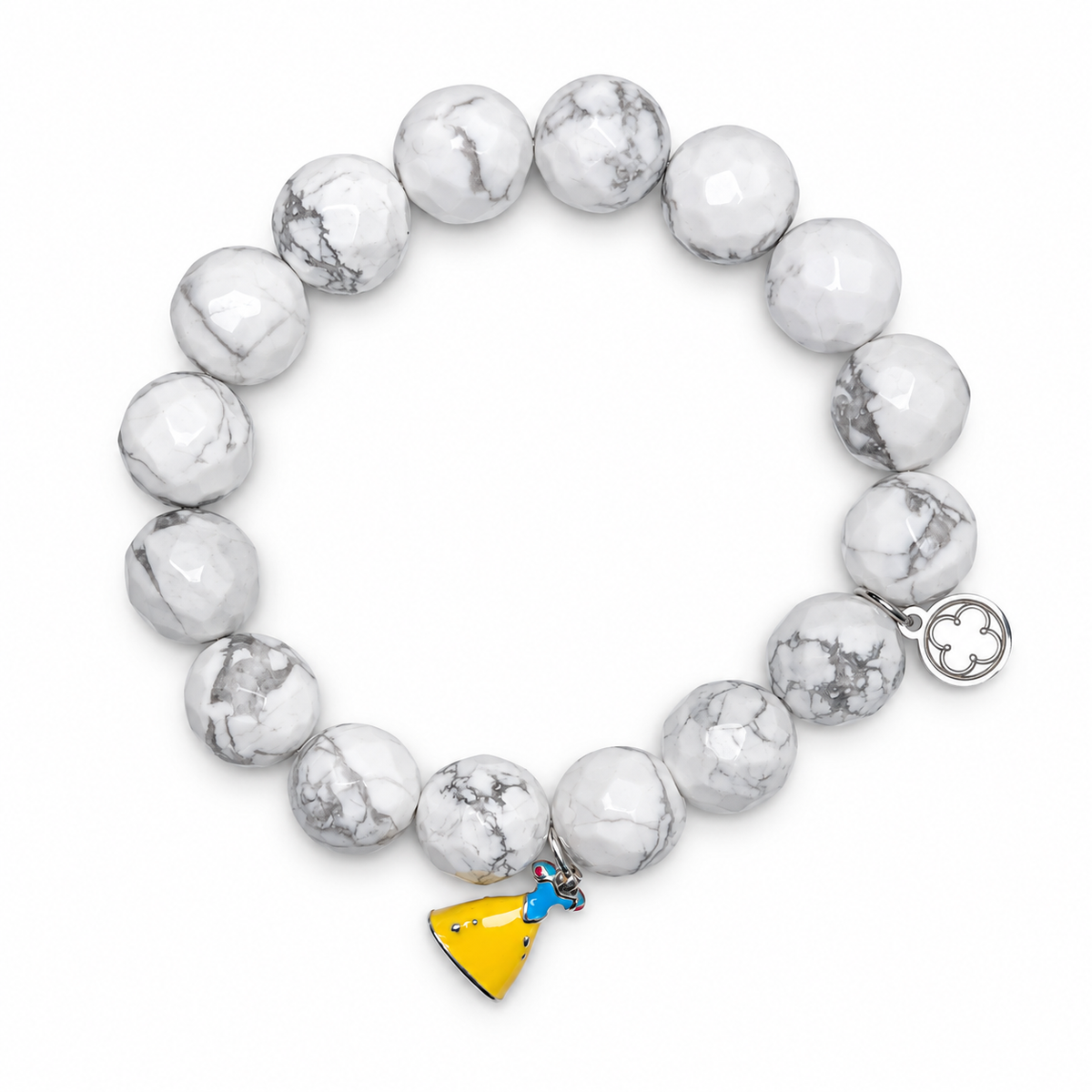 White Howlite with Snow White Pendant on white studio background