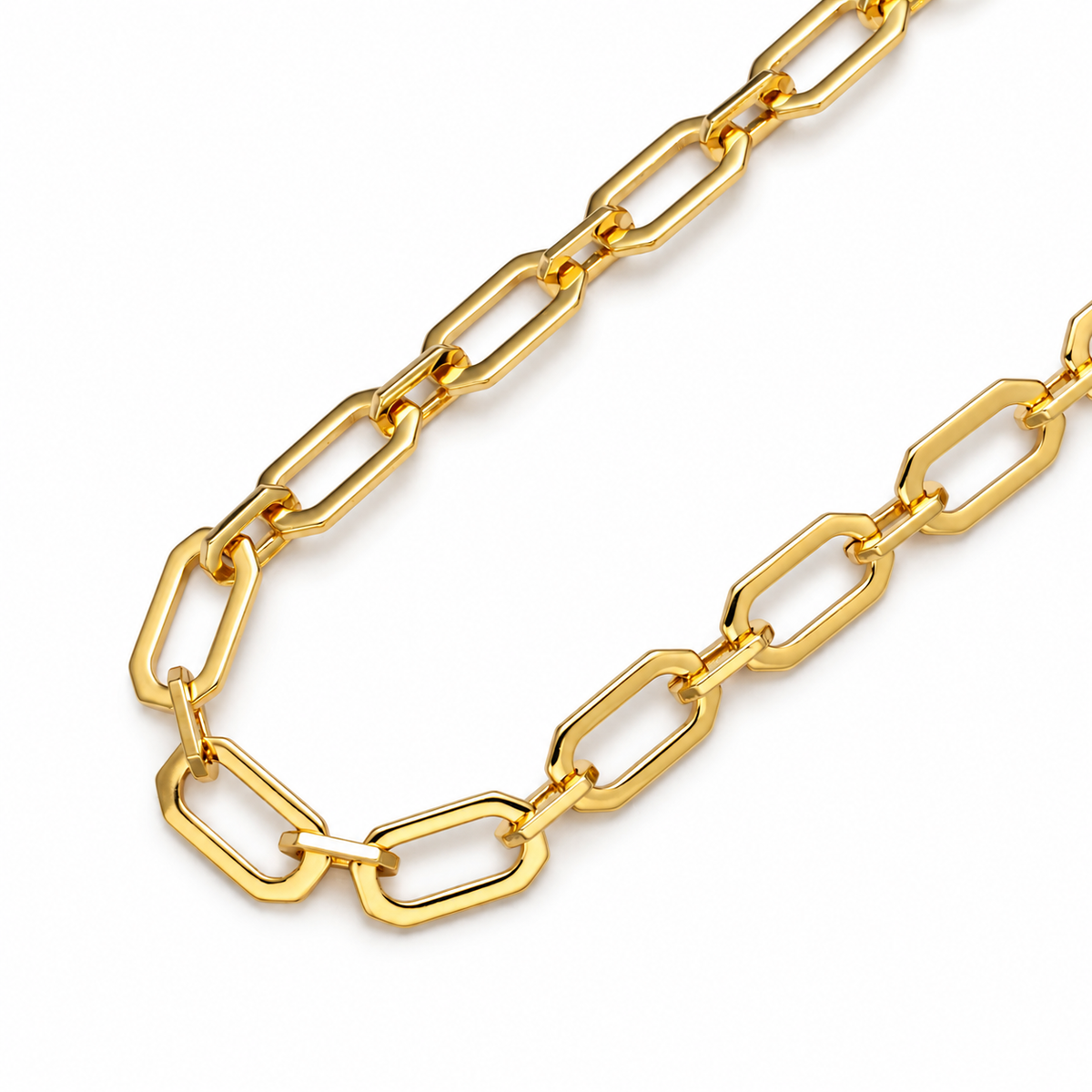 Hex Paperclip Gold Filled Chain Necklace studio photo