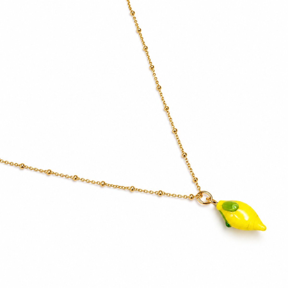 Lemon Murano Glass Necklace studio photo