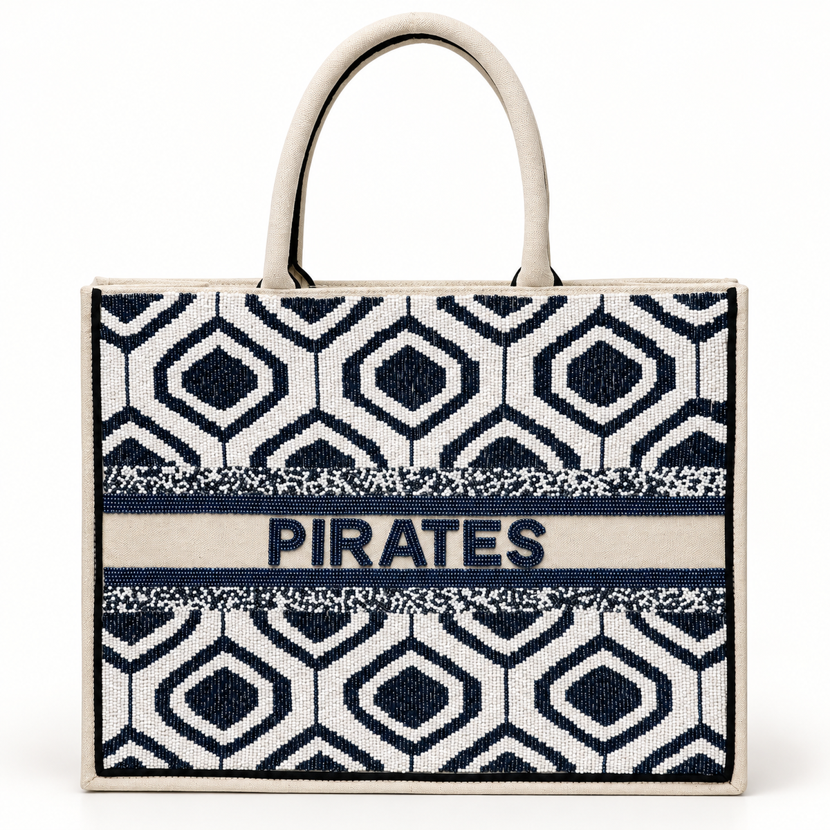 Bianca Black Geo Customizable Beaded Tote - Oriana LaMarca Designs