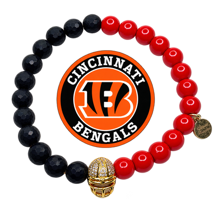 Mens Cincinnati Bengals with Gold Pavé Helmet with preserved team logo on transparent background