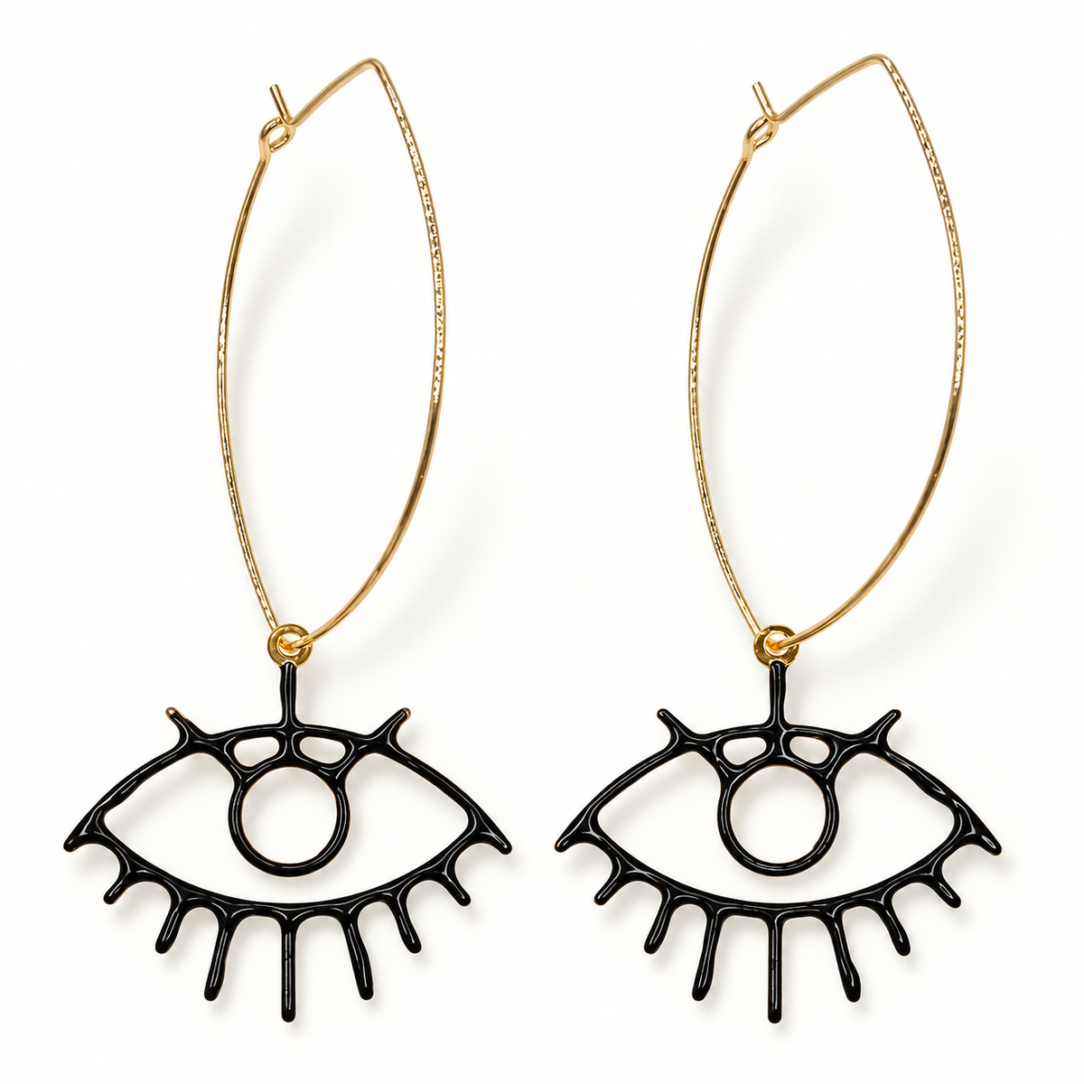 Rhodes Black Evil Eye Drop Earrings
