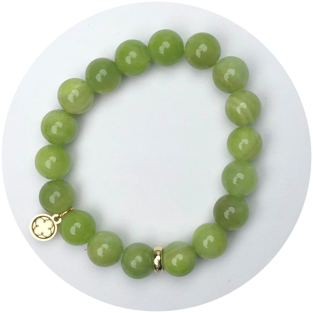 Green Apple Jade with Gold Spacer