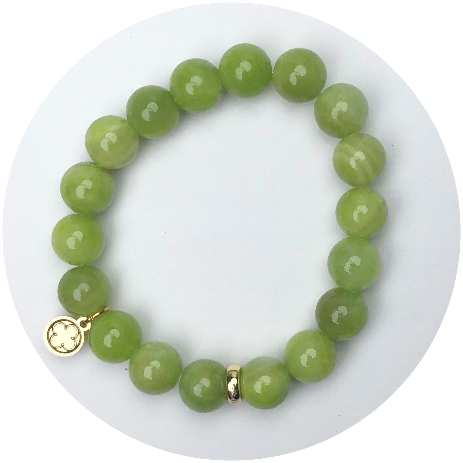Green Apple Jade with Gold Spacer