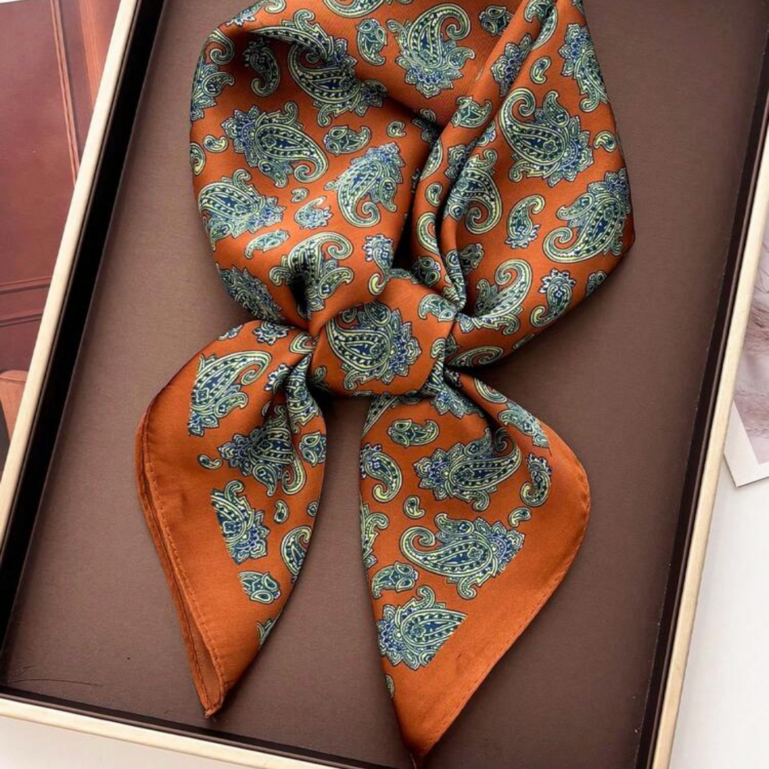 Caramel Paisley Petite Foulard