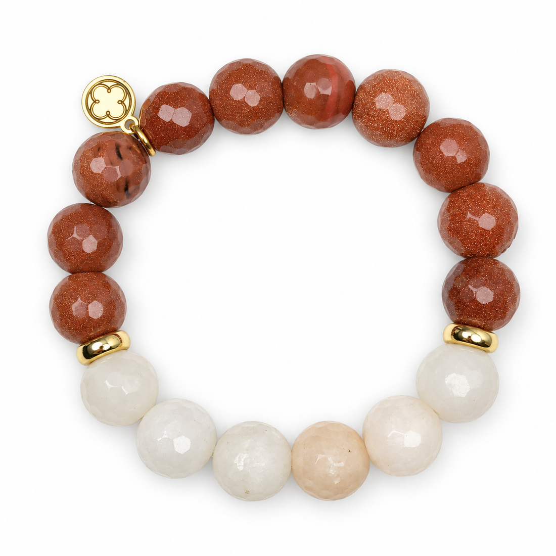 Caramel Topaz Stone and Apricot Blush Jade with Gold Spacer