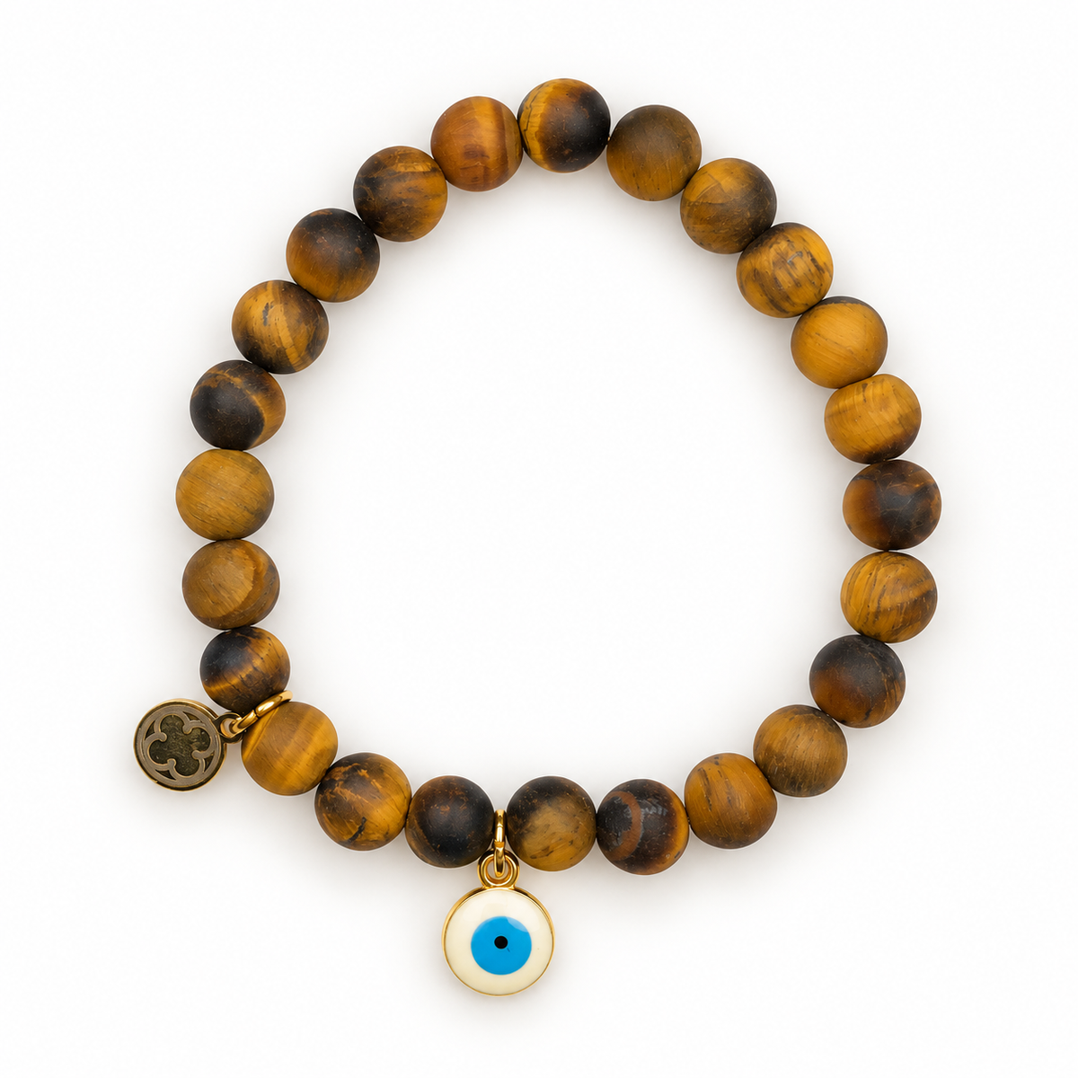 Honey Tiger with White Evil Eye Pendant - Oriana LaMarca Designs