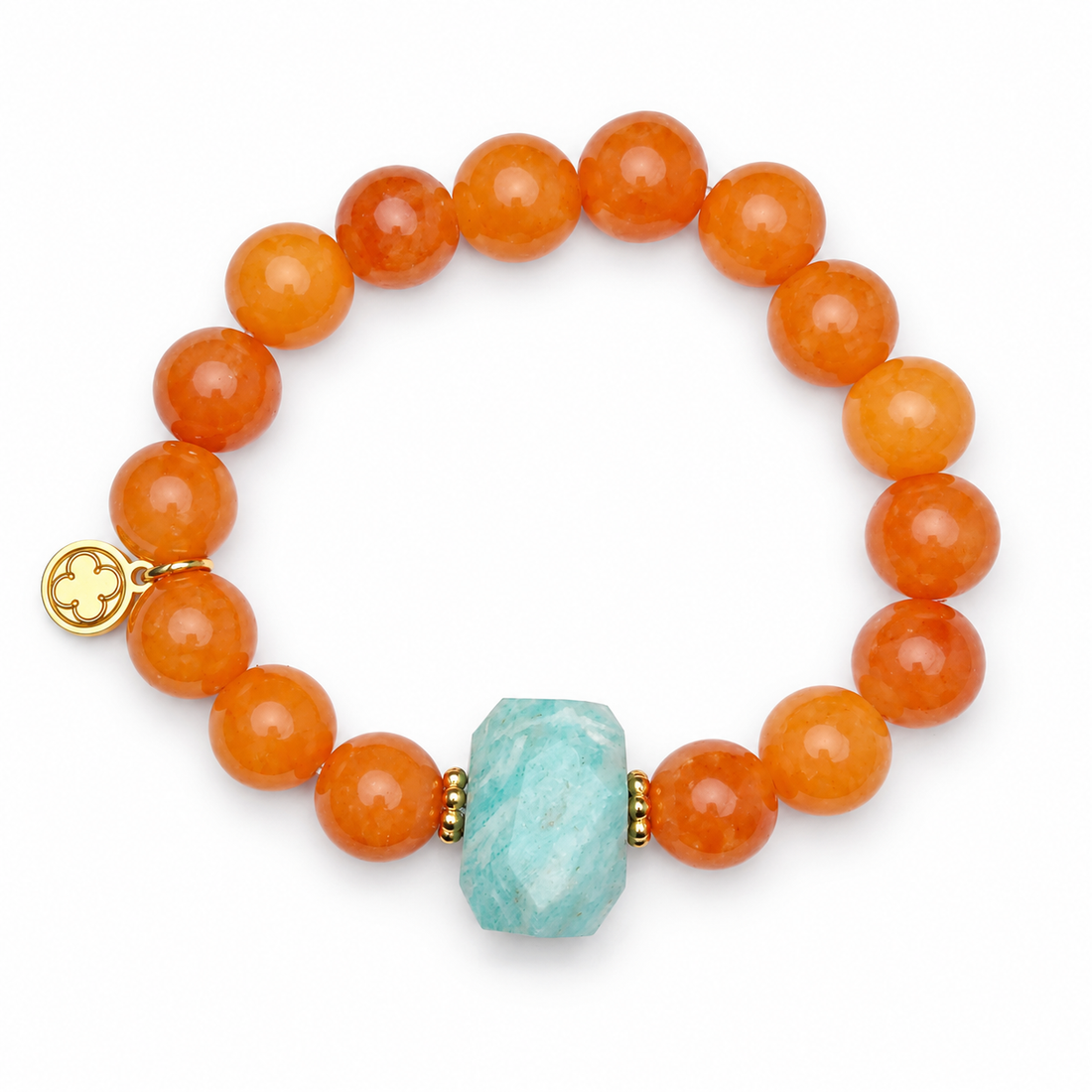 Orange Jade with Amazonite Nugget Rock Candy on white studio background