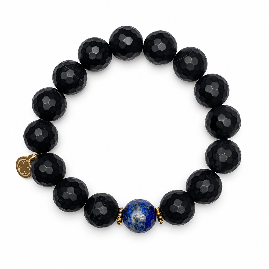 Matte Black Onyx With Lapis Accent on white studio background