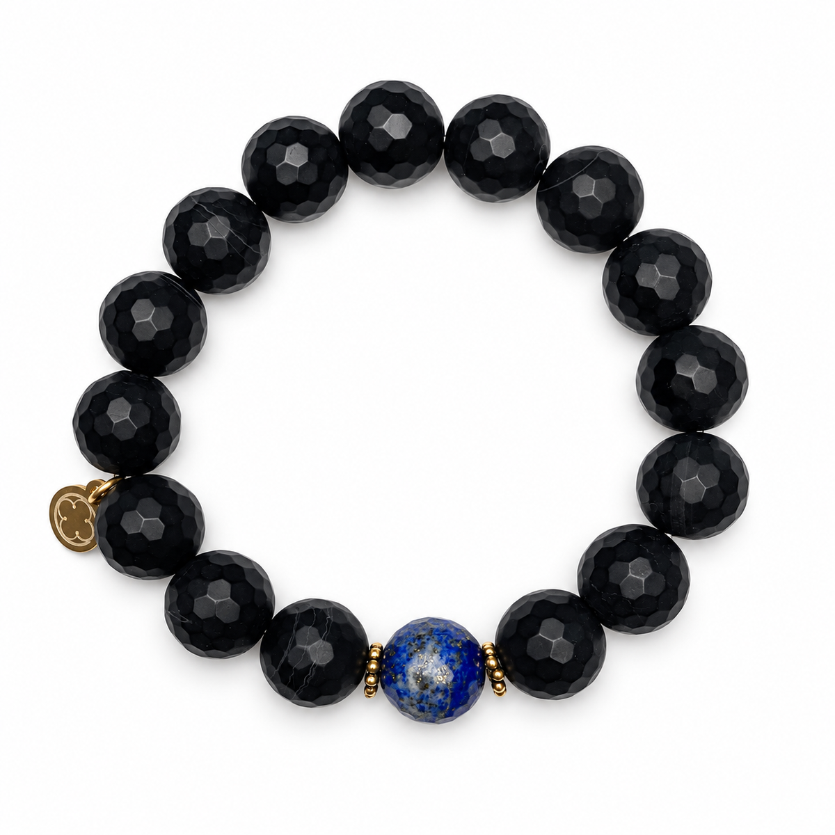 Matte Black Onyx With Lapis Accent on white studio background
