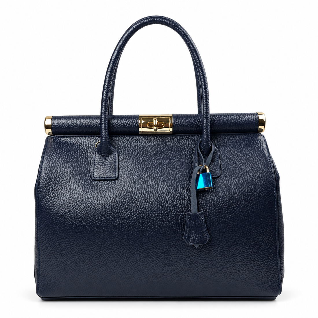 CATERINA MIDNIGHT BLUE LEATHER HANDBAG - Oriana LaMarca Designs