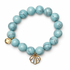Sky Blue Howlite with Mother of Pearl Clam Shell Pendant on white studio background