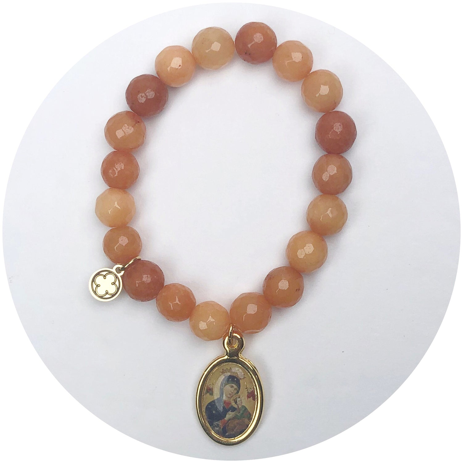 Marigold Jade with St. Mary Pendant - Oriana Lamarca LLC