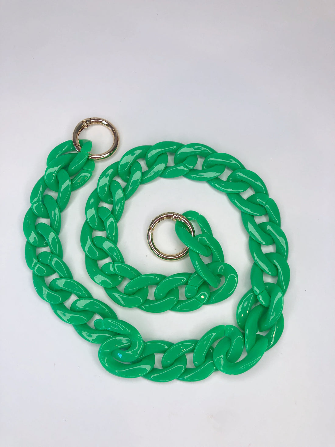Aiden Convertible Bright Green Curb Chain Bag Strap