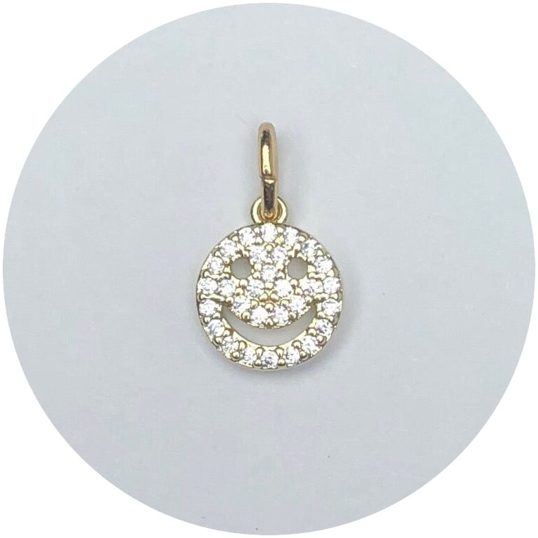 Gold Pavé Smiley Face Pendant