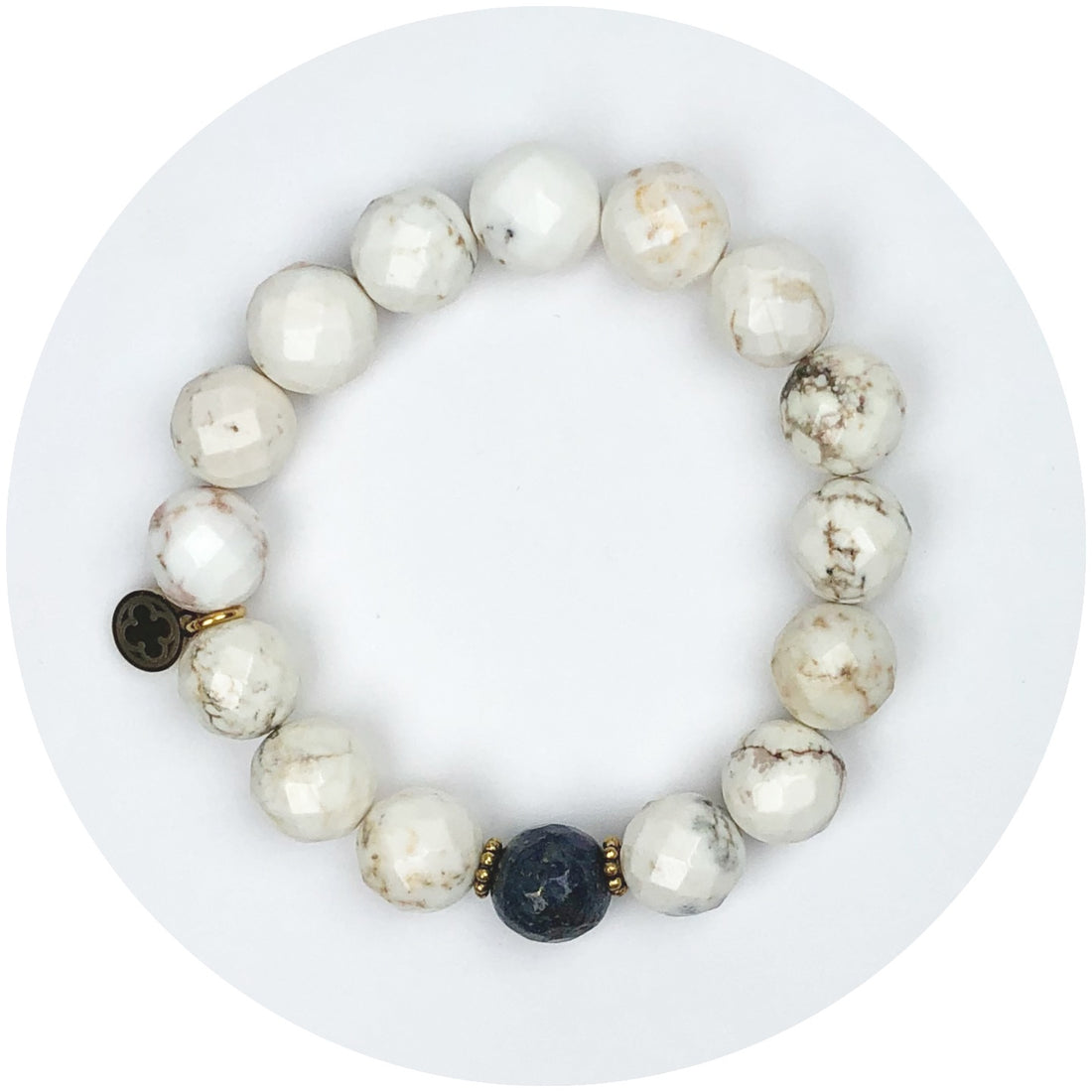 Fossil Bone Jasper and Azul Jasper with Daisies