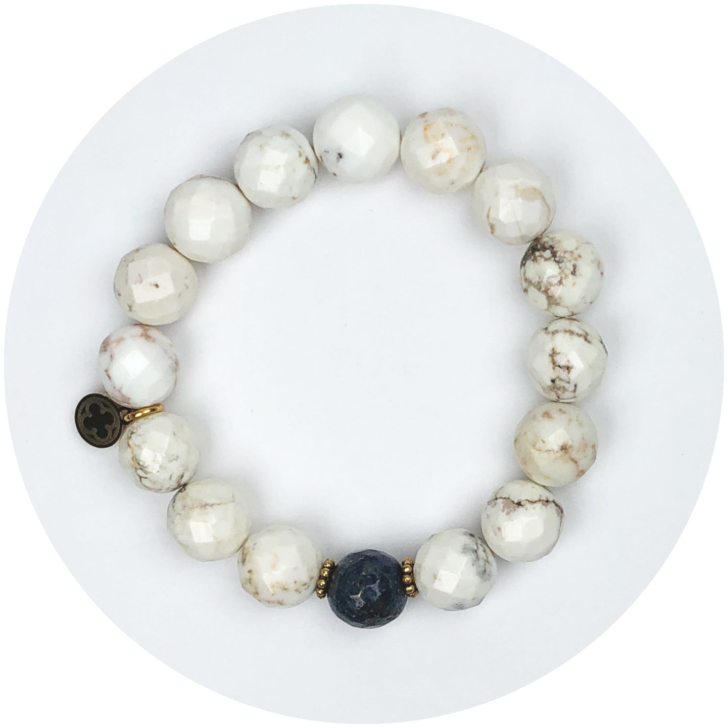Fossil Bone Jasper and Azul Jasper with Daisies
