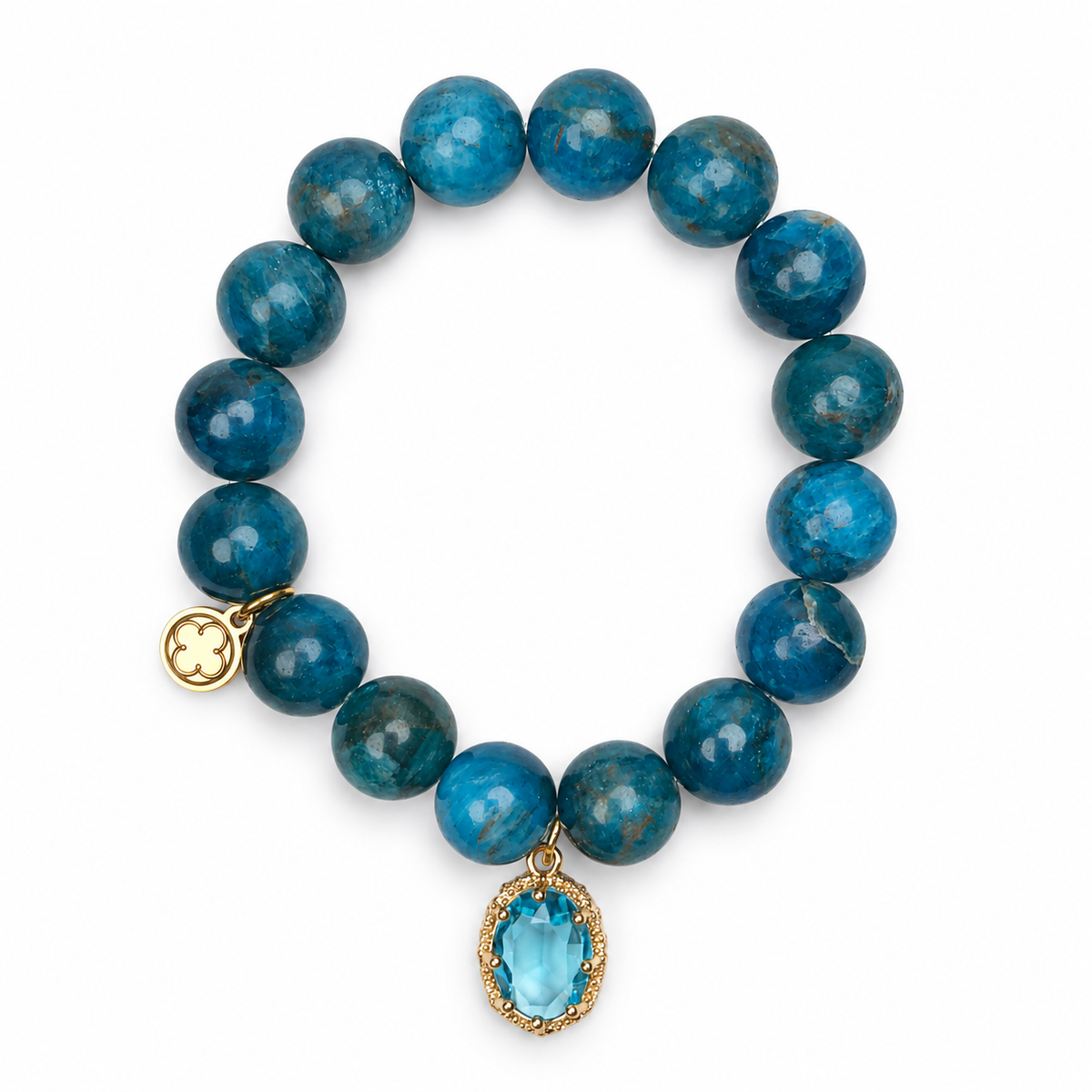 Blue Apatite with Blue Topaz Hidden Gem on white studio background