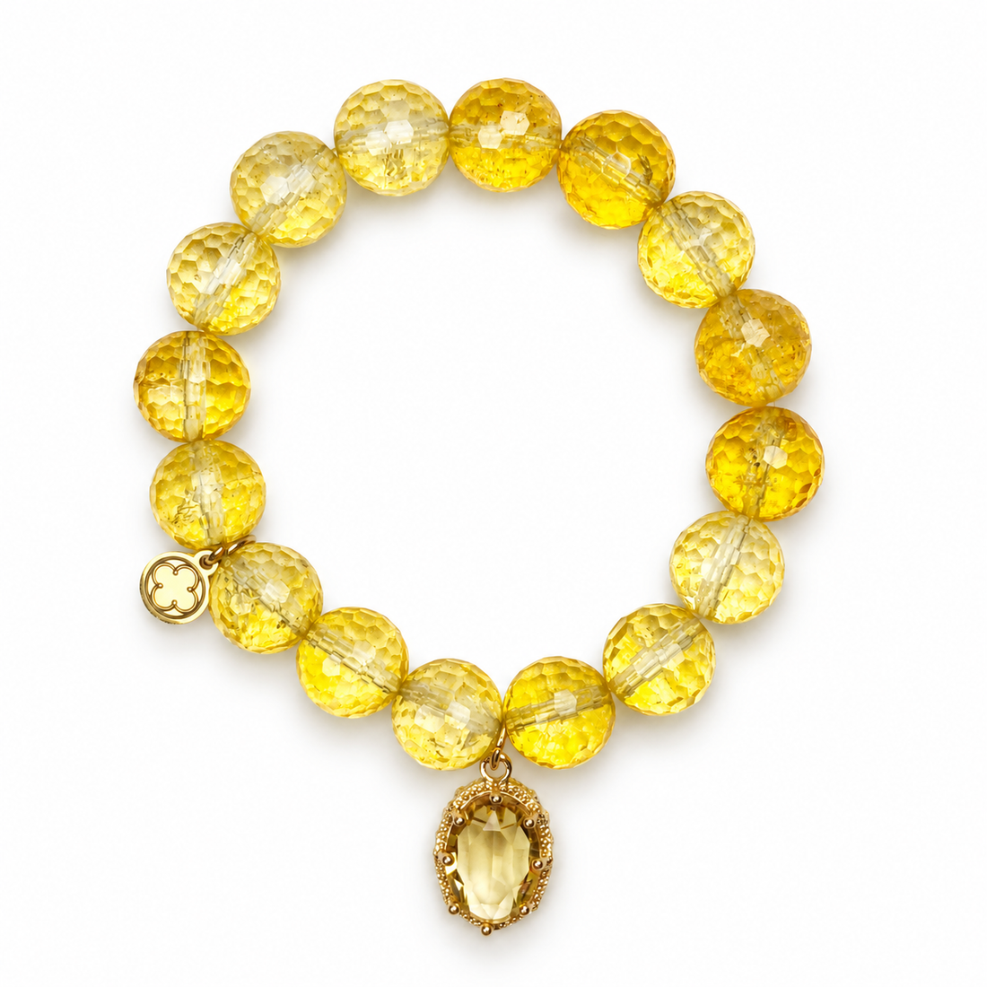 Citrine with Golden Hidden Gem on white studio background